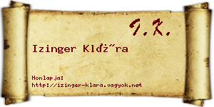 Izinger Klára névjegykártya